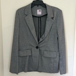 Houndstooth single button blazer w/ padded shoulder
